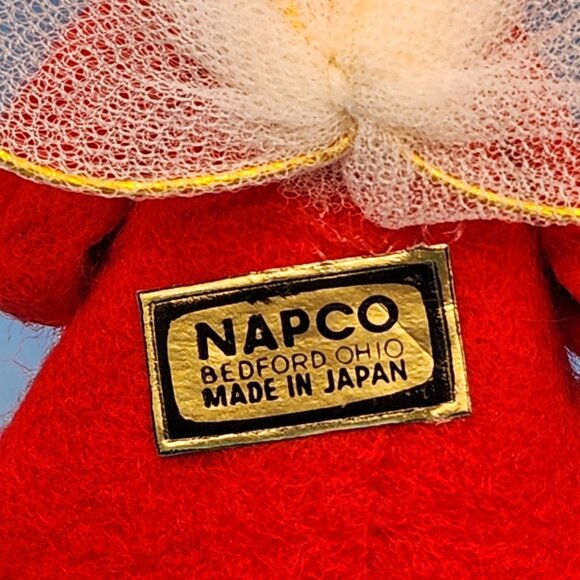 Vintage 1950s Napco Red Hair Pixie Angel Ornament Felt Elf Japan Tinsel Guitar - Picture 3 of 9